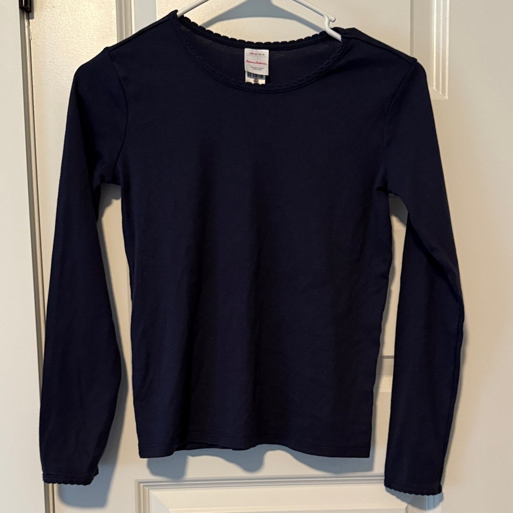 Hanna Andersson Girls Long Sleeve Navy Shirt